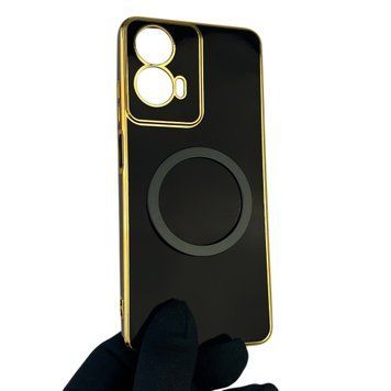 Чехол для Motorola E14 с кольцом MagSafe с золотой окантовкой на моторола е14 черный gs1 0021834 фото