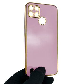 Чохол для Realme C21Y глянцевий із захистом камери із золотою окантовкою на реалмі с21у чорничний gs1 0019631 фото