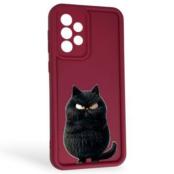 Чехол силиконовый Soft Touch с 3D принтом злой котик для Samsung Galaxy A33 5G (SM-A336) бордовый (Полная защита камеры) 0046997 фото