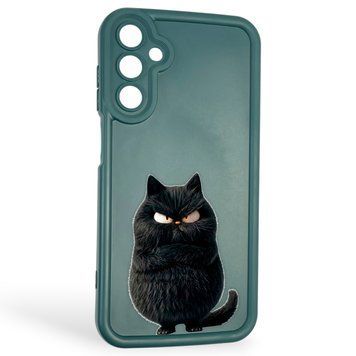 Чохол силіконовий оригінальний Soft Touch з 3D принтом злого кота для Samsung Galaxy A15 (SM-A155M) темно-зелений (Повний захист камери) 0046388 фото