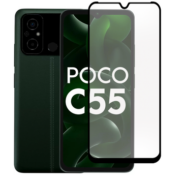 Захисне скло МАТОВЕ для телефона Xiaomi Poco C55 протиударне повноекранне на сяомі поко с55 чорне 0039310 фото