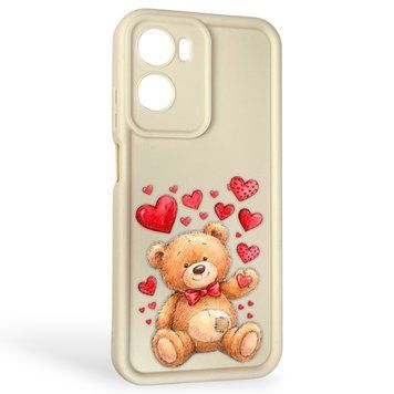 Чехол силиконовый Soft Touch с 3D принтом милый мишка для Motorola E15 молочный (Полная защита камеры) 0044884 фото