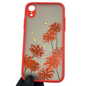 Чехол для Apple Iphone XR с принтом цветов женский с защитой камеры айфон хр красный 0012056 фото