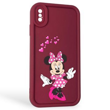Чехол силиконовый Soft Touch с 3D принтом волшебной минни маус для Apple iPhone Xs Max бордовый (Полная защита камеры) 0050470 фото