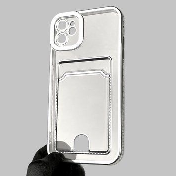 Чохол для Apple iPhone 11 зі срібною окантовкою з кишенькою для карток на айфон 11 срібний 0012983 фото