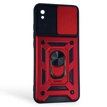Чехол противоударный для Xiaomi Redmi 9A с магнитной пластиной со шторкой на камере красный 0050870 фото