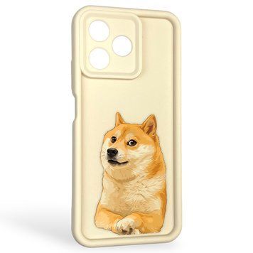 Чехол силиконовый оригинальный Soft Touch с 3D принтом мема сибу для Realme Note 50 молочный (Полная защита камеры) 0047423 фото
