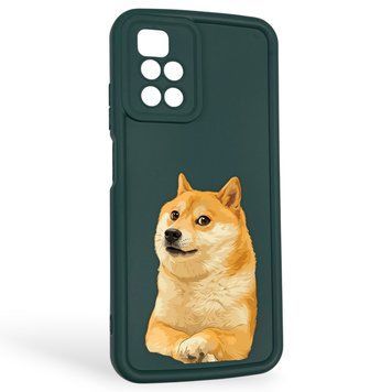 Чехол силиконовый оригинальный Soft Touch с 3D принтом мема сибу для Xiaomi Redmi 10 темно-зеленый (Полная защита камеры) 0047725 фото