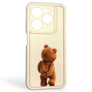 Чохол силіконовий оригінальний Soft Touch з 3D принтом кумедний тед ведмідик для TECNO Spark Go 2024 (BG6) молочний (Повний захист камери) 0048761 фото