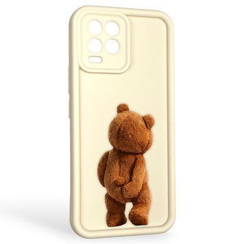 Чехол силиконовый оригинальный Soft Touch с 3D принтом смешного теда мишки для Realme 8 Pro молочный (Полная защита камеры) 0048509 фото