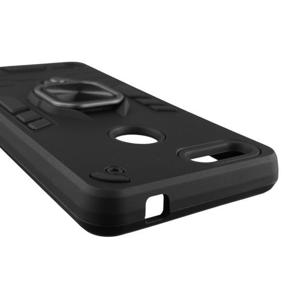 Чехол для телефона Tecno Pop 2F (B1f) бронированный с магнитным кольцом-держателем на техно поп 2ф чёрный 0025744 фото