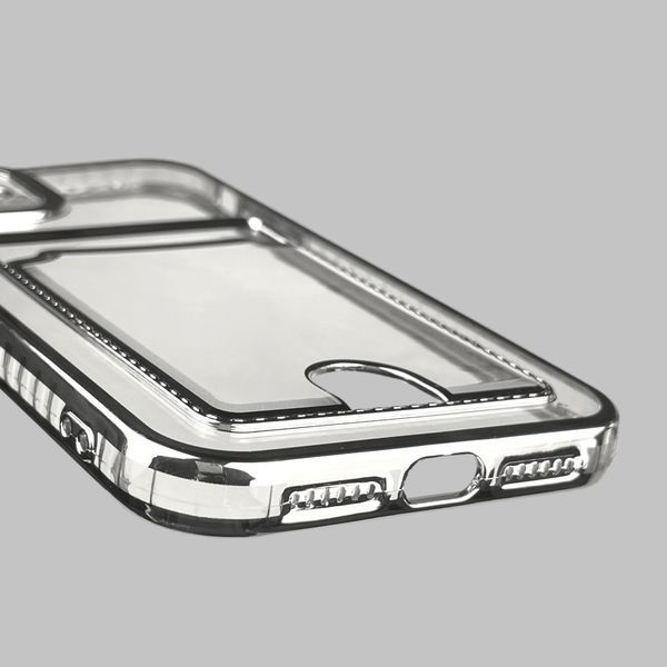Чехол для Apple iPhone 11 с серебряной окантовкой с карманом для карт на айфон 11 серебряный 0012983 фото