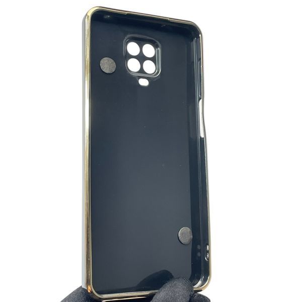 Чехол для телефона Xiaomi Redmi Note 9s женский с ремешком и украшениями и золотой окантовкой на сяоми редми нот 9с черный gs1 0016308 фото