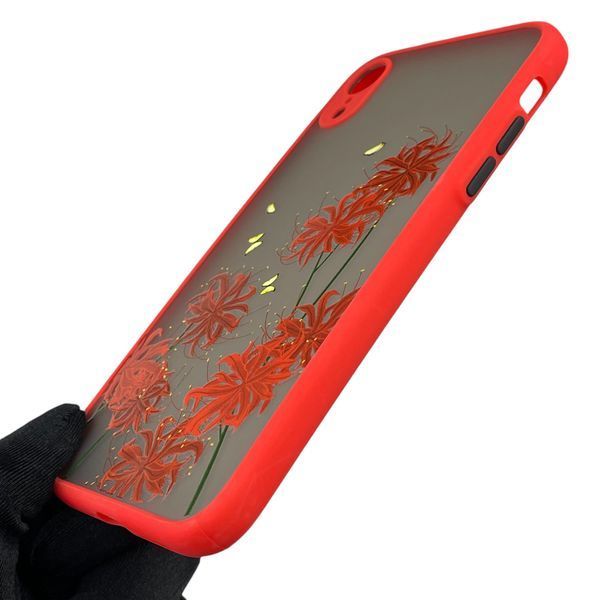 Чохол для Apple Iphone XR з принтом квітів жіночій високими бортами захистом камери айфон хр червоний 0012056 фото