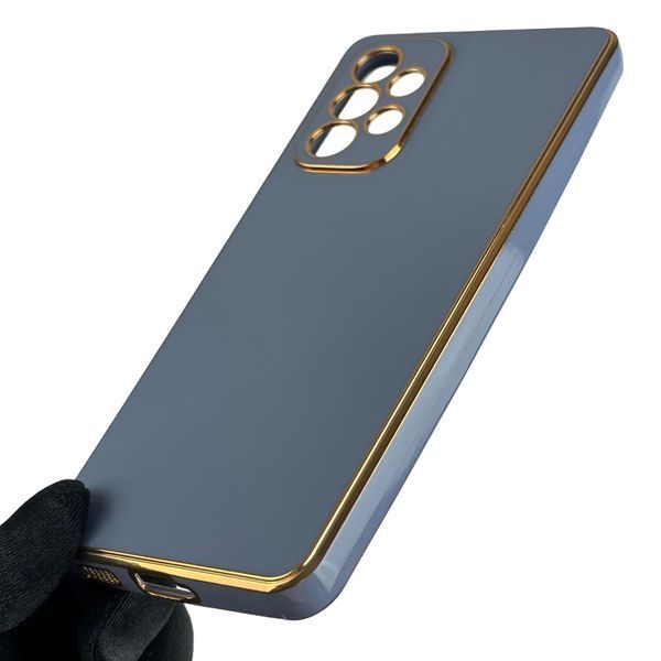 Чохол для Samsung Galaxy A53 SM-A536E глянсовий із золотою окантовкою із захистом камери на самсунг а53 синій 0000021 фото