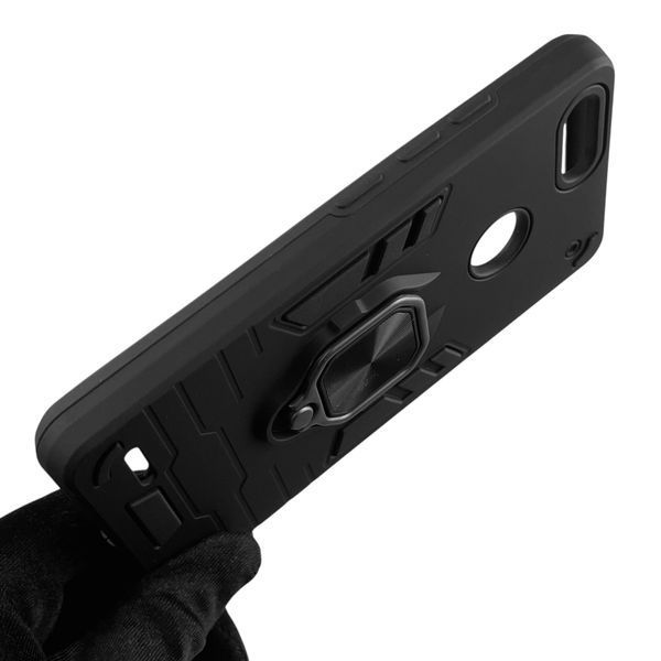 Чехол для телефона Tecno Pop 2F (B1f) бронированный с магнитным кольцом-держателем на техно поп 2ф чёрный 0025744 фото