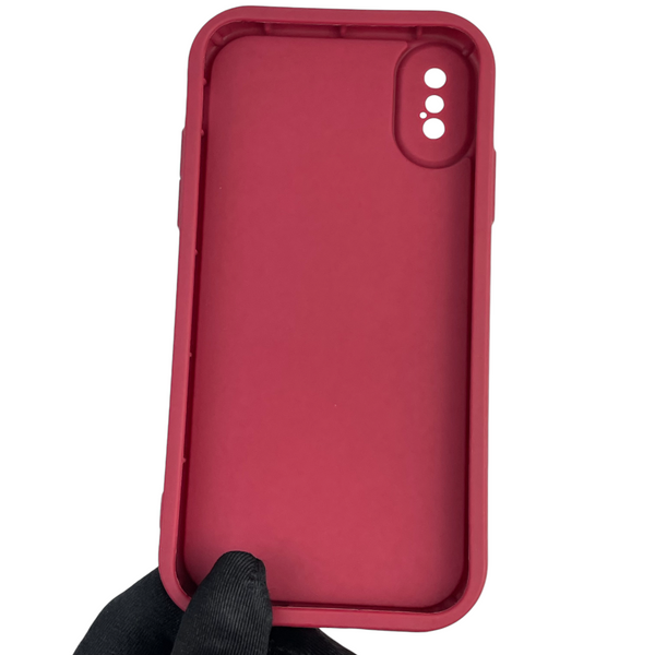 Чехол силиконовый Soft Touch с 3D принтом Майнкрафт для Apple iPhone X бордовый (Полная защита камеры) 0040982 фото