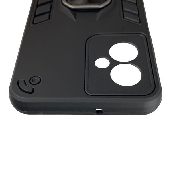 Чохол протиударний з кільцем для Motorola G45 чорний (2 шари захисту, тримач в авто) 0060068 фото
