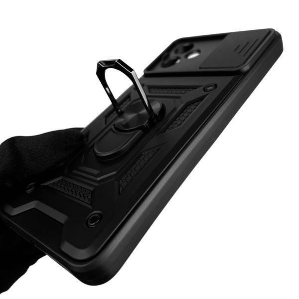 Чехол для Motorola G14 PAYF0006RS бронированный с кольцом со шторкой на камеру на моторола г14 чёрный 0001644 фото