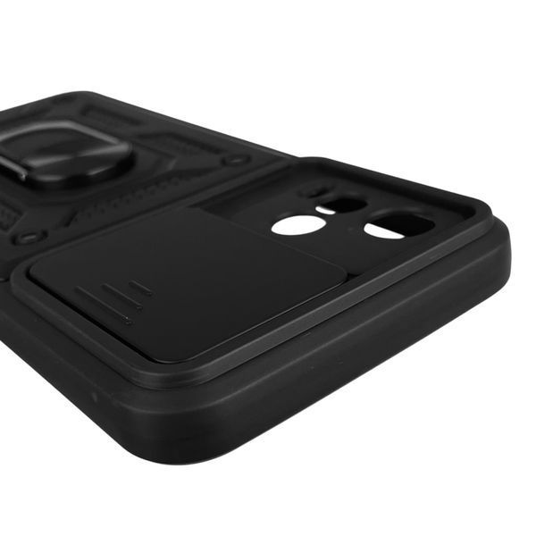 Чехол для Vivo Y21 бронированный с кольцом со шторкой на камеру на виво у21 чёрный 0004184 фото