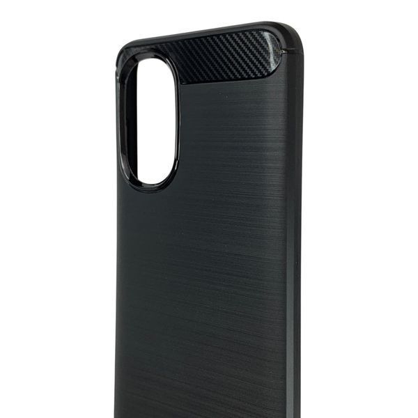 Чохол для телефона Motorola G52 карбоновий протиударний з високими бортами чорний 0051906 фото