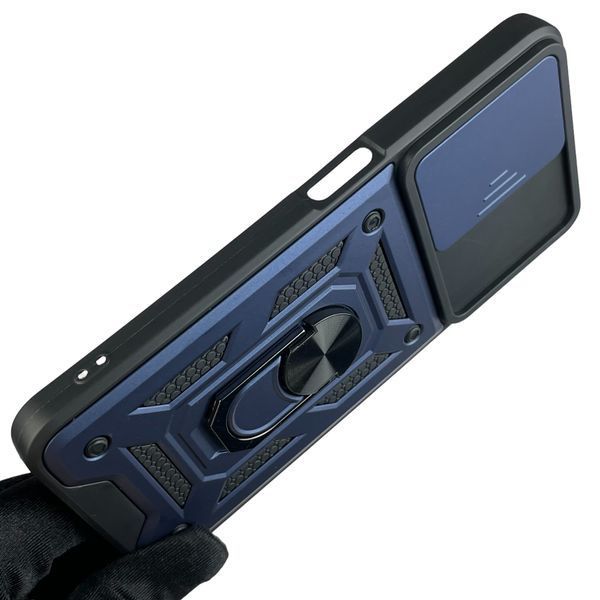 Чохол для OPPO A57 4G броньований з кільцем зі шторкою на камеру на оппо а57 4г темно-синій rg1 0001626 фото