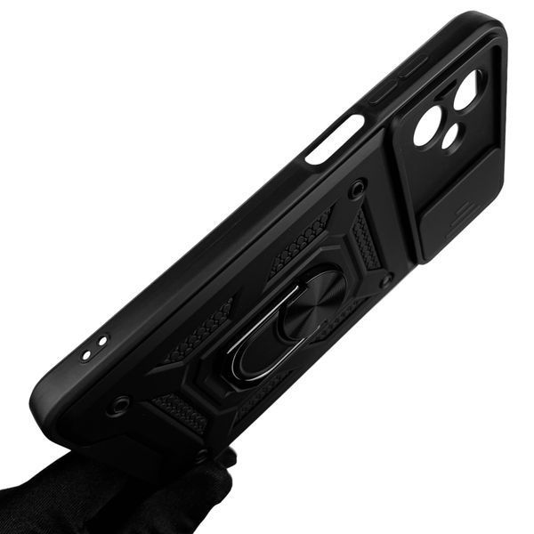 Чехол для Motorola G14 PAYF0006RS бронированный с кольцом со шторкой на камеру на моторола г14 чёрный 0001644 фото