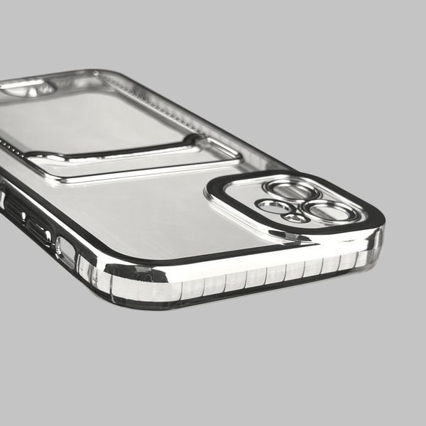 Чехол для Apple iPhone 11 с серебряной окантовкой с карманом для карт на айфон 11 серебряный 0012983 фото
