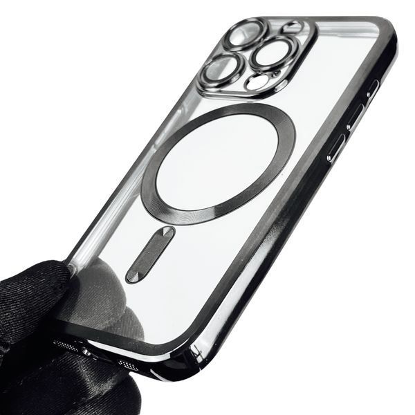 Чехол для Apple Iphone 15 Pro с линзами для камеры с магнитом магсейф на айфон 15 про чёрный 0007953 фото