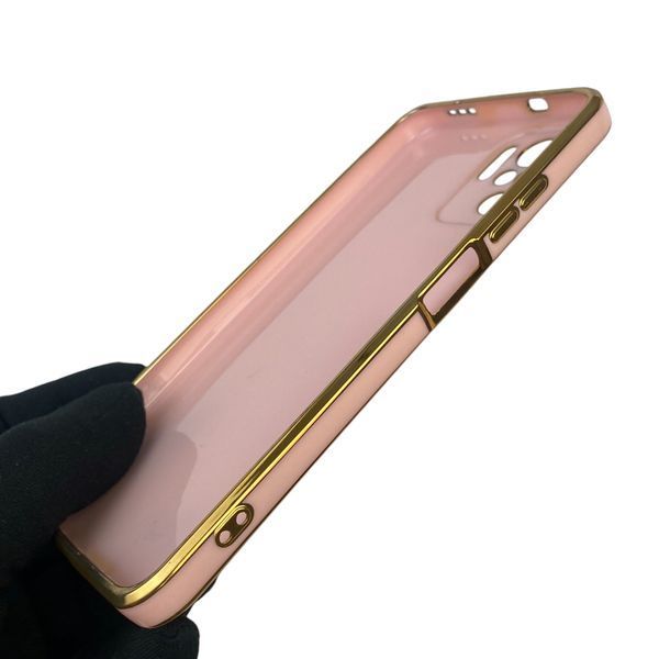 Чехол для Xiaomi Redmi Note 10S с кольцом-подставкой с золотой окантовкой на редми нот 10с пудровый gs1 0021223 фото