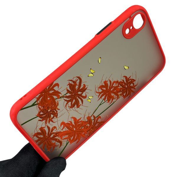 Чохол для Apple Iphone XR з принтом квітів жіночій високими бортами захистом камери айфон хр червоний 0012056 фото