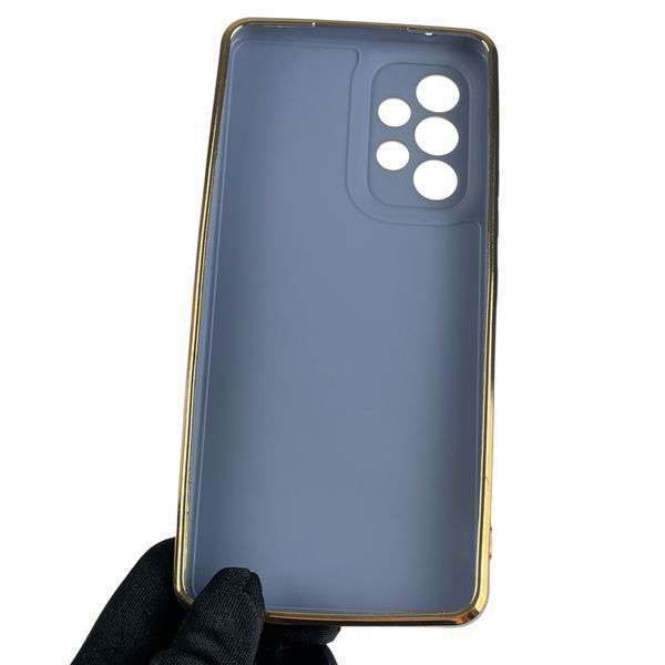 Чохол для Samsung Galaxy A53 SM-A536E глянсовий із золотою окантовкою із захистом камери на самсунг а53 синій 0000021 фото