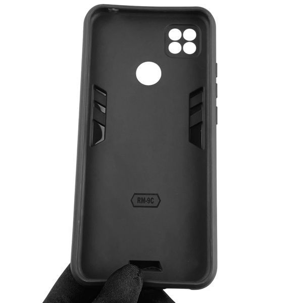 Чехол для телефона Xiaomi Redmi 9C бронированный с магнитным кольцом-держателем на сяоми редми 9с чёрный 0025816 фото
