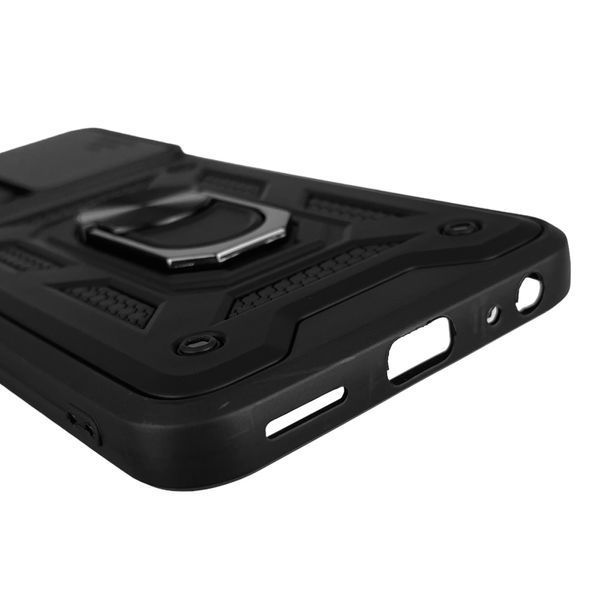 Чехол для Vivo Y21 бронированный с кольцом со шторкой на камеру на виво у21 чёрный 0004184 фото