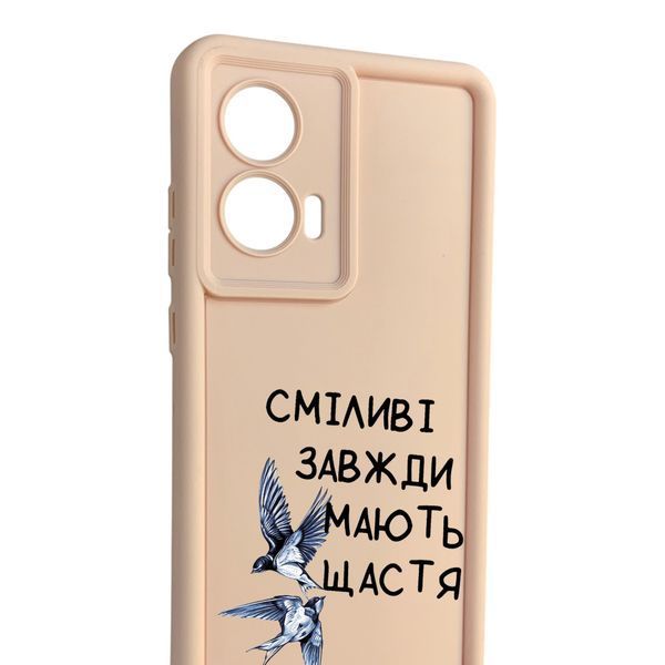 Чохол силіконовий Soft Touch з 3D принтом Сміливі завжди мають щастя для OPPO Reno 8T 4G рожевий (Повний захист камери) 0066057 фото