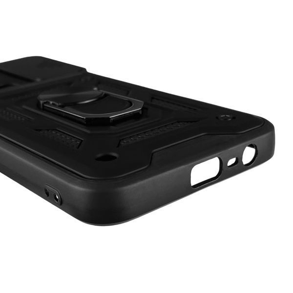 Чохол для Realme C25Y броньований з кільцем зі шторкою на камеру на реалмі с25у чорний 0008373 фото