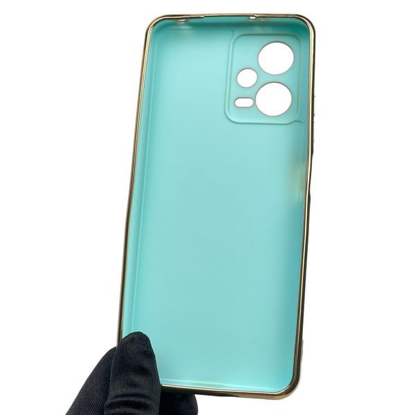 Чехол для Xiaomi Poco X5 5G глянцевый с золотой окантовкой с защитой камеры на сяоми поко х5 5г бирюзовый 0000071 фото