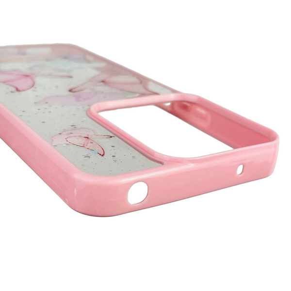 Чохол для Xiaomi Redmi 13 з блискітками з метеликами на сяомі редмі 13 рожевий 0037712 фото