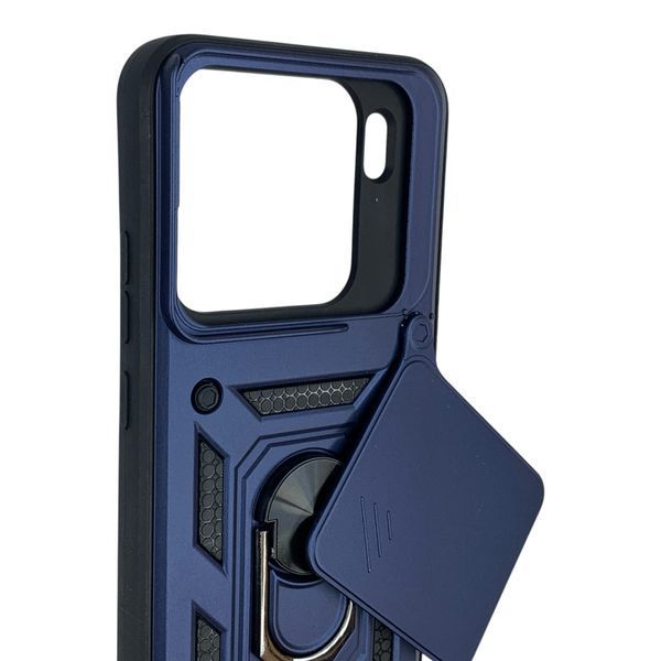 Чехол противоударный для Xiaomi 15 с магнитной пластиной со шторкой на камере синий 0050792 фото