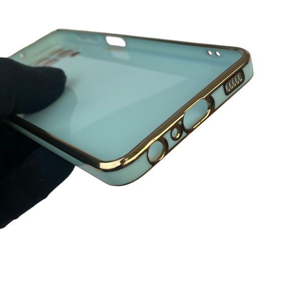 Чехол для Samsung Galaxy M32 4G SM-M325F с кольцом MagSafe с золотой окантовкой на самсунг м32 бирюзовый gs1 0022828 фото
