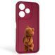 Чехол силиконовый оригинальный Soft Touch с 3D принтом смешного теда мишки для Xiaomi Poco M6 4G бордовый (Полная защита камеры) 0048861 фото 1