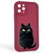 Чехол силиконовый оригинальный Soft Touch с 3D принтом злой котик для Apple iPhone 11 Pro бордовый (Полная защита камеры) 0046186 фото 1