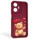 Чохол силіконовий Soft Touch з 3D принтом милий ведмедик для Realme C55 бордовий (Повний захист камери) 0044774 фото 1