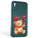 Чехол силиконовый оригинальный Soft Touch с 3D принтом милый мишка для Xiaomi Redmi 9A темно-зеленый (Полная защита камеры) 0043719 фото 1