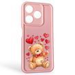Чехол силиконовый Soft Touch с 3D принтом милый мишка для TECNO Spark 10 (KI5q) розовый (Полная защита камеры)