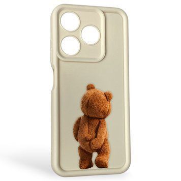 Чохол силіконовий Soft Touch з 3D принтом кумедний тед ведмідик для TECNO Spark 10 (KI5q) молочний (Повний захист камери) 0049220 фото