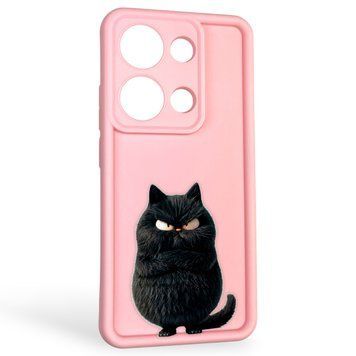 Чехол силиконовый оригинальный Soft Touch с 3D принтом злой котик для Xiaomi Poco M6 Pro 4G розовый (Полная защита камеры) 0046840 фото