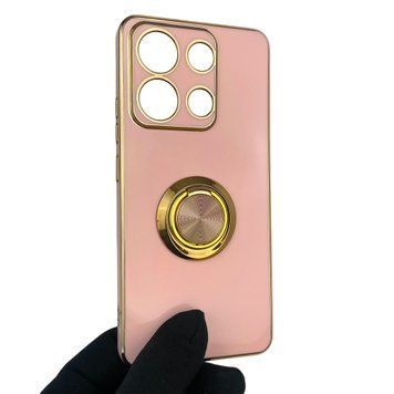 Чохол для Xiaomi Redmi Note 13 4G з кільцем-підставкою із золотою окантовкою на сяомі редмі нот 13 пудровий gs1 0020878 фото