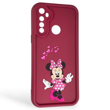 Чохол силіконовий Soft Touch з 3D принтом чарівна мінні маус для Realme 5 бордовий (Повний захист камери) 0050256 фото