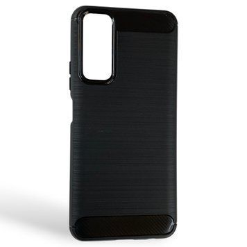 Чехол для телефона Huawei P Smart 2021 карбоновый противоударный с высокими бортами черный 0051784 фото